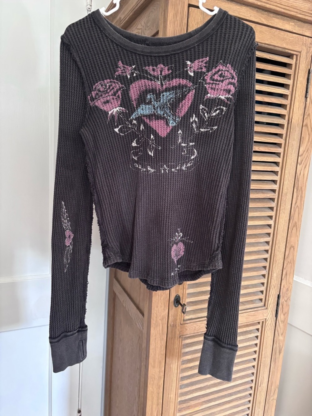 Free people Waffle Knit Long-Sleeve Graphic Top.